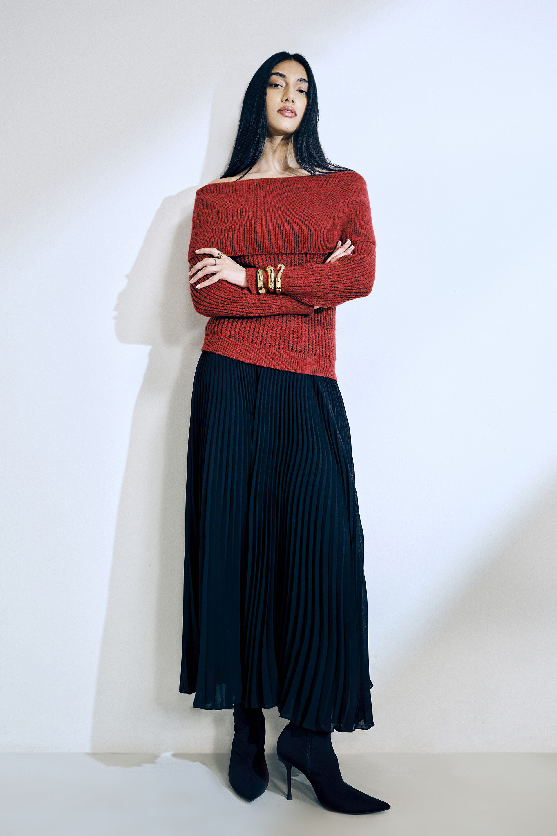 Astro Dust Off-Shoulder Sweater, Rust, image 3